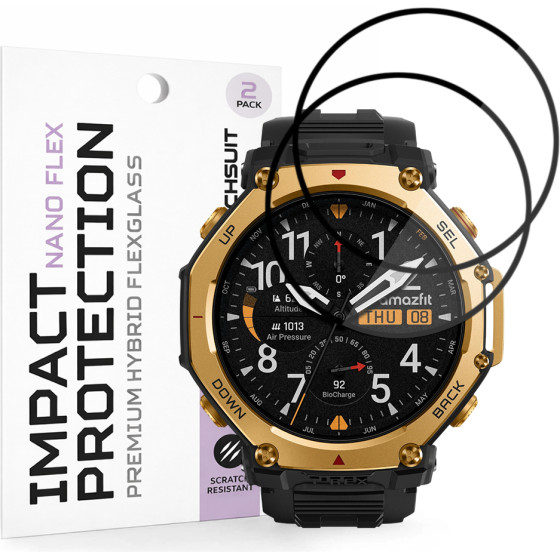 Techsuit - Nano Flex (2 pack) - Amazfit T-Rex 3 Pro 48mm - Black