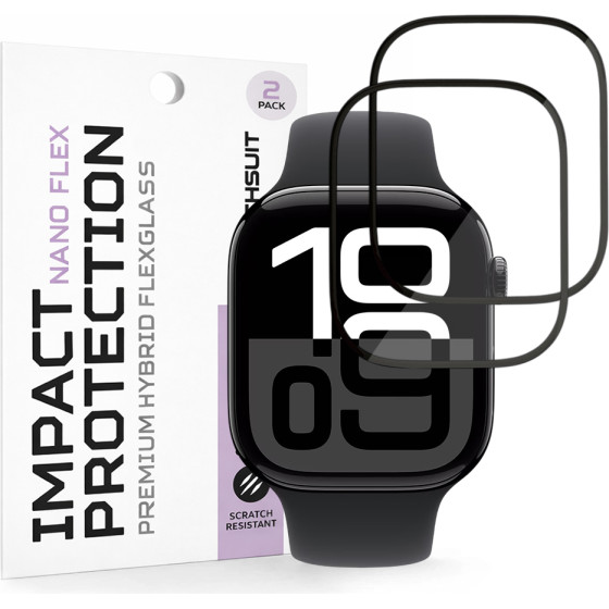 Techsuit - Nano Flex (2 pack) - Apple Watch 10 46mm / 11 46mm - Black