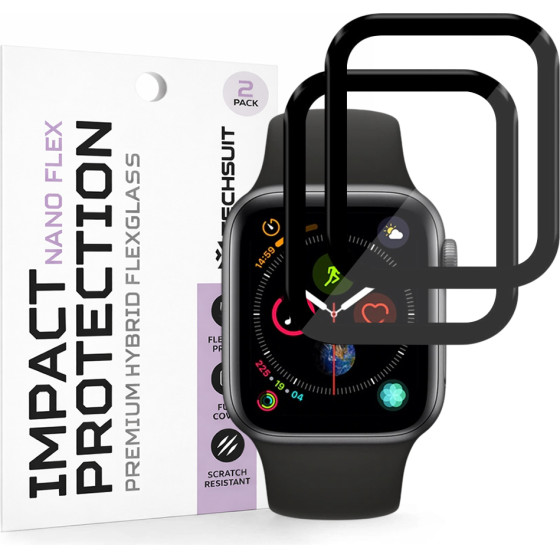 Techsuit - Nano Flex (2 pack) - Apple Watch 4 / 5 /6 / Se / Se 2 / Se 3 40mm - Black