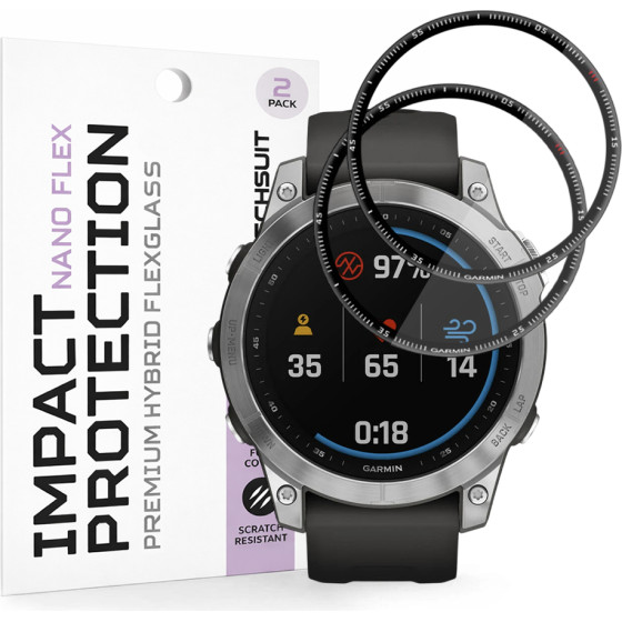 Techsuit - Nano Flex (2 pack) - Garmin Fenix 7 - Black
