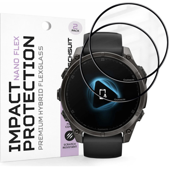 Techsuit - Nano Flex (2 pack) - Garmin Fenix 8 / Fenix 8 Pro 47mm - Black