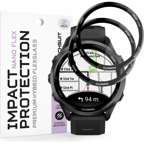 Techsuit - Nano Flex (2 pack) - Garmin Forerunner 970 / Forerunner 570 47mm - Black