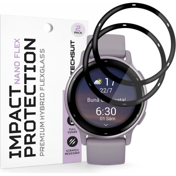 Techsuit - Nano Flex (2 pack) - Garmin Vivoactive 5 - Black