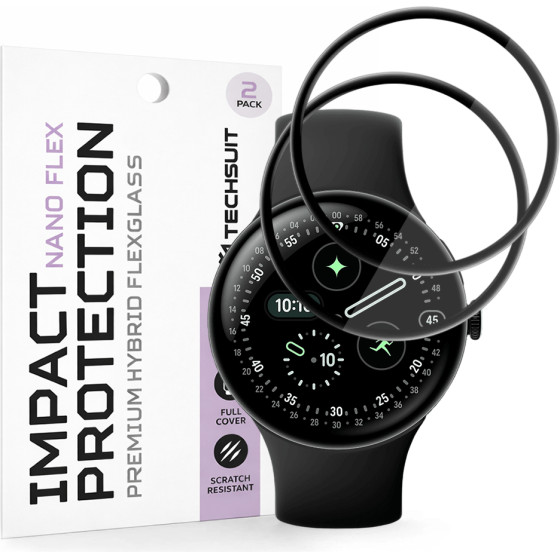 Techsuit - Nano Flex (2 pack) - Google Pixel Watch 4 45mm - Black