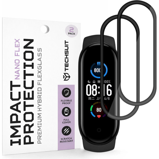 Techsuit - Nano Flex (2 pack) - Xiaomi Mi Band 5 / 6 / 6 Nfc - Black