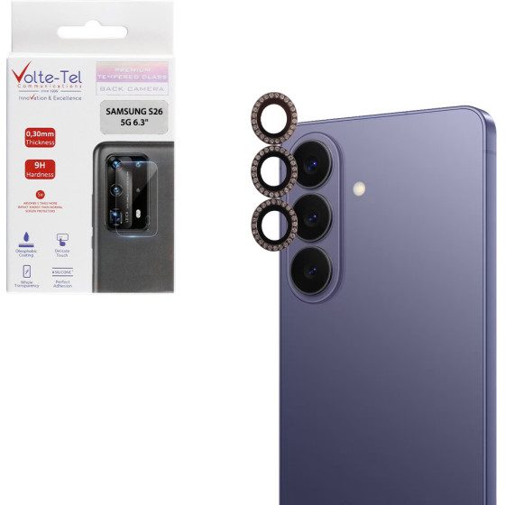 Volte-Tel Camera Glass Cover Samsung S26 5G 6.3'' 9H 0.33MM Easy Application With Strass BROWN