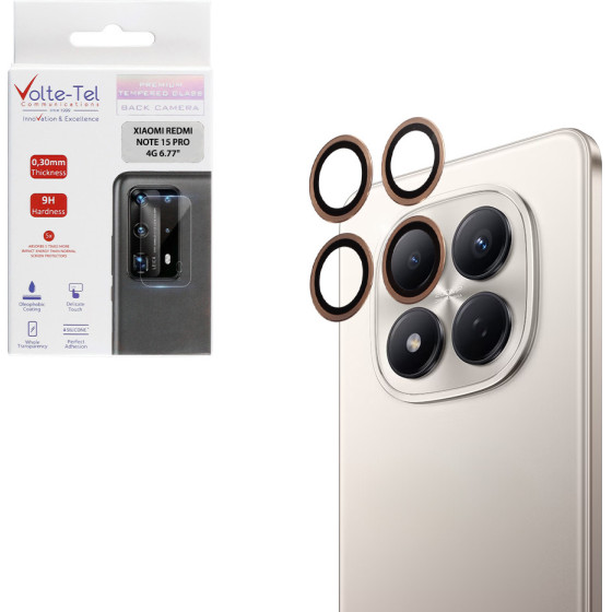 Volte-Tel Camera Glass Cover Xiaomi Redmi Note 15 Pro 4G 6.77'' 9H 0.30MM Easy Application GOLD