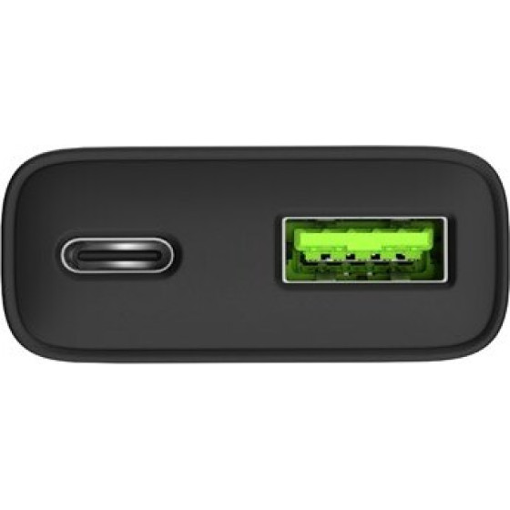 Natec Ribera Gan Slim Mains Charger 1x USB-A + 1x USB-C 20W Black - (NUC-2377)