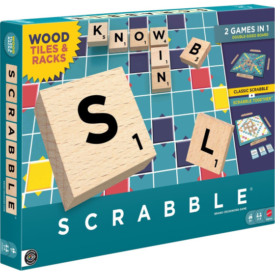 Mattel Games Family: Scrabble - New Scrabble With Wooden Letters (Greek Language) (JLJ58)