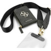 Guess 4G Metal Logo Universal Crossbody Phone Strap Small Purse - Lanyard/Shoulder Strap With Phone Wallet (Black) - (GUUCNKP4DGMK)