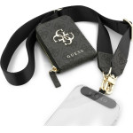 Guess 4G Metal Logo Universal Crossbody Phone Strap Small Purse - Lanyard/Shoulder Strap With Phone Wallet (Black) - (GUUCNKP4DGMK)