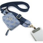 Guess 4G Metal Logo Universal Crossbody Phone Strap Small Purse - Lanyard/Shoulder Strap With Phone Wallet (Blue) - (GUUCNKP4DGMB)