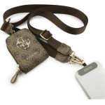 Guess 4G Metal Logo Universal Crossbody Phone Strap Small Purse - Lanyard/Shoulder Strap With Phone Wallet (Brown) - (GUUCNKP4DGMW)
