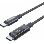 Choetech XCC-1068 Pd 60W USB-C - USB-C Cable With Display 1.2 m - Black - (01.02.04.XX-XCC-1068-GY)