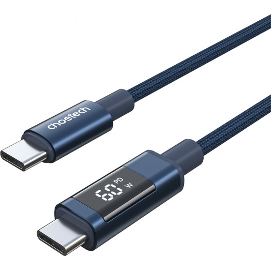 Choetech XCC-1068 Pd 60W USB-C - USB-C Cable With Display 1.2 m - Blue - (01.02.04.XX-XCC-1068-BU)