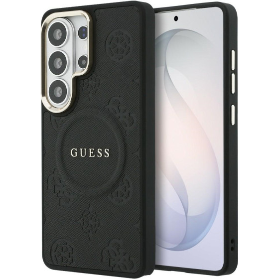 Guess Saffiano Peony Embossed Ring Magsafe Case For Samsung Galaxy S26 Ultra - Black - (GUE005379-0)