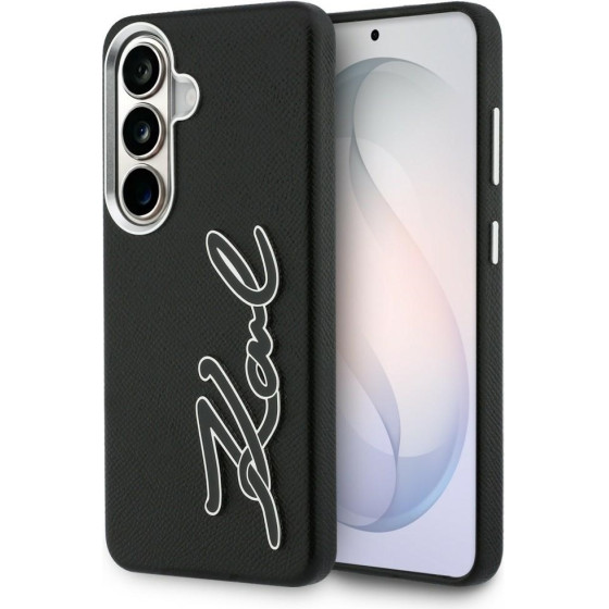 Karl Lagerfeld Grained Signature Metal Resin Logo Case For Samsung Galaxy S26 - Black - (KF003072-0)