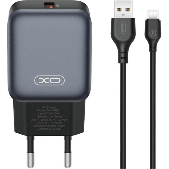 XO 220V 18W, USB-A + Cable A-C, L152 /black/