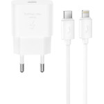 XO 220V 25W, USB-C, Cable Type-C - Lightning, /white/ - L167