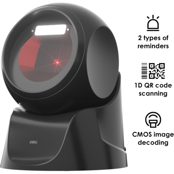DELI 1D & 2D Desktop Barcode Scanner Black - (ES231)