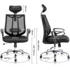 DELI Headrest Mesh Chair Black - (E4511)