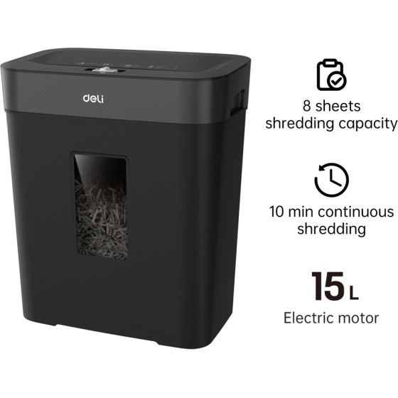 DELI P4 Small Paper Shredder 15L Black - (ET023)