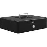 DELI Portable Extra Large Slim Cash Box Black - (ET508)