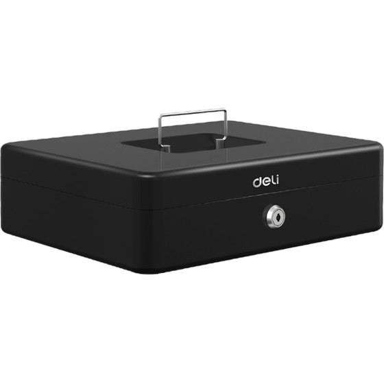 DELI Portable Extra Large Slim Cash Box Black - (ET508)