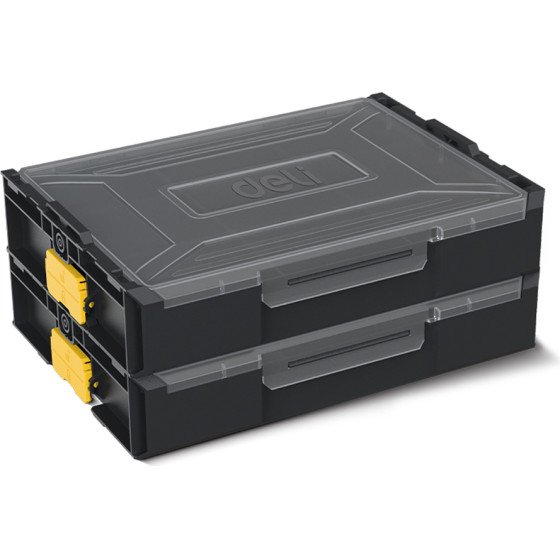 DELI Stackable Tool Box 340x260x70MM Black - (EDL1201)