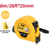 DELI Steel Measuring Tape 8M/26'x25MM Yellow - (EDL9075Y)