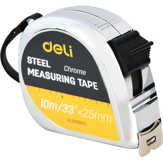 DELI Steel Tape Measure 10M/33'x25MM Silver - (EDL270010CY)