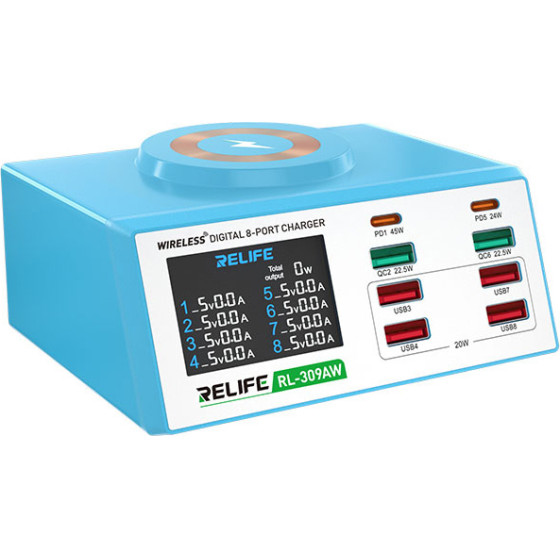 RELIFE ������� �������� 6x USB/2x USB-C/wireless, 100W, ������ - (RL-309AW)