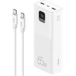 Usams Powerbank PB68 30000mAh 65WQC3.0+Pd Fast Charge + USB-C/USB-C Cable 100W White Atxlogtct - (ATXLOGTCTG02)