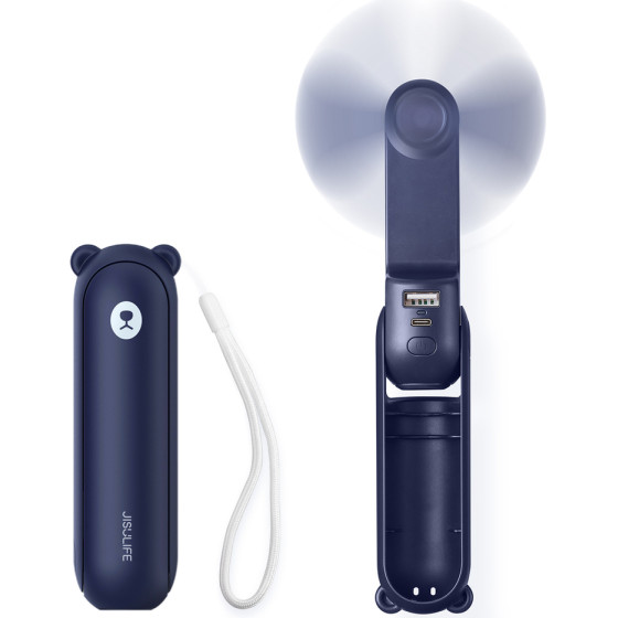 JisuLife Handheld Fan Life8 Mini Portable Usb Fan With Power Bank Function 2000mAh And Flashlight - Blue 6975061537182 - (Life8_blue_new)