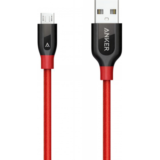 Anker USB-A To Microusb Cable PowerLine+, 18W, 2.4A, 0.91m, Red - (A8142G91)