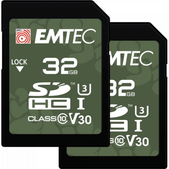 Emtec Sdhc Memory Card Rugged Outdoor, 32Gb, Class 10 / UHS-1 U3, 2-Pack - (ECMSD32GHC10ORP2)