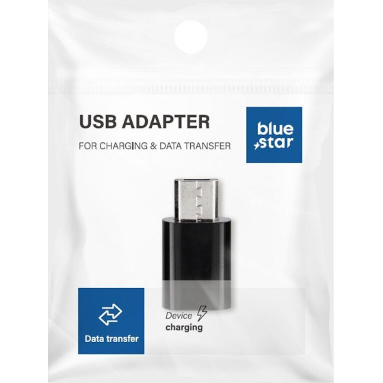 Blue Star Adapter Type C To Micro Usb - black