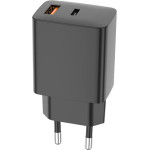 Setty USB-A + USB-C PD/Qc 30W Wall Charger Black + USB-C Cable 1m RLSK-AC-01 black
