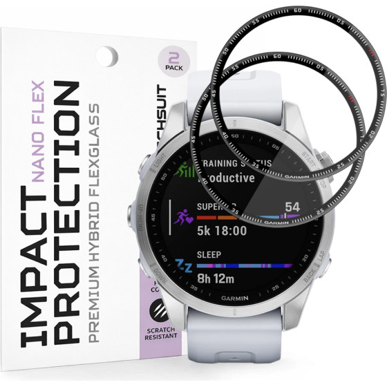 Techsuit - Nano Flex (2 pack) - Garmin Fenix 7S - Black