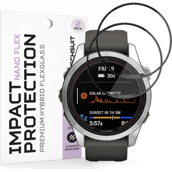 Techsuit - Nano Flex (2 pack) - Garmin Fenix 7S Pro Solar - Black