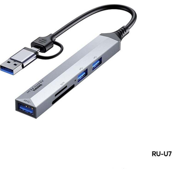 Remax RU-U7 5-in-1 USB-A 3.0 / TYPE-C Usb Hub Adapter �����