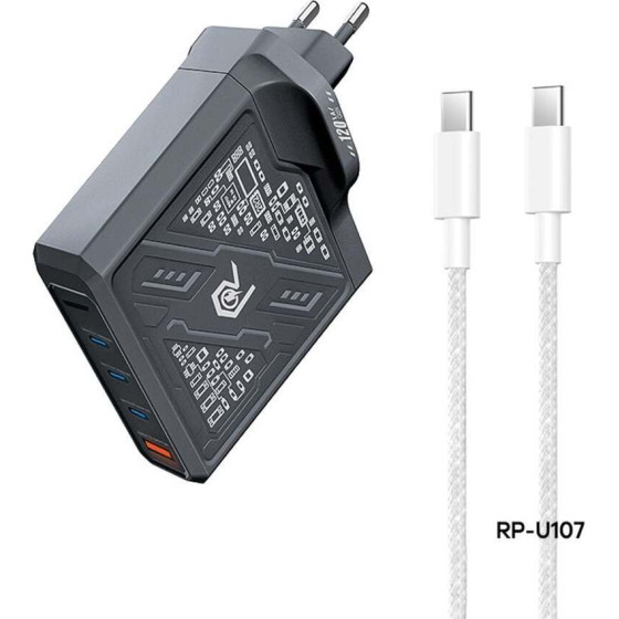 Remax ��������� Mecha Warrior Series RP-U107 120W Gan 3xC/1xUSB+ ������� Type-C 100W �����