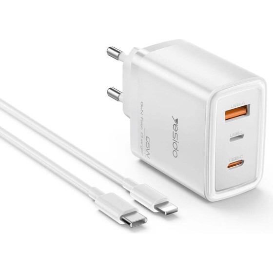 Yesido ��������� YC70 65W USB-A / USB-L / USB-C ��� ������� USB-C - Lightning Pd �����