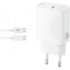XO Design Wall Charger L162, 30W, 3A, 1 x USB-C, With USB-C Cable, White