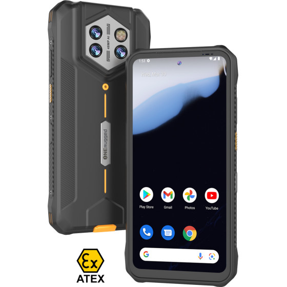 ONERugged Smartphone P1, 6.56'', 8/128GB, 5800mAh, IP68/MIL-Std 810H/Atex Zone 2, ����� - (OR-P1-BK)