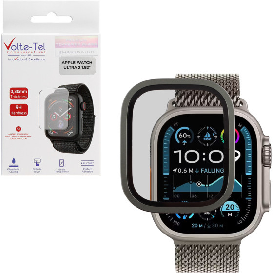 Volte-Tel Tempered Glass Apple Watch Ultra 2 49mm 3D Titanium 1.92'' 0.30mm Full Cover GREEN