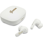 Guess - Wireless Earbuds Script Metal Logo - Bluetooth V5.4, TWS, With Microphone, Type-C, 400mAh - White - (GUTWSX45PGSH)