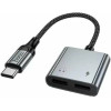 Hoco ���������� USB-C �� ����� ����� �� 2xUSB-C ��� ���������� ��� ��� �� Braided ������� ���� - (UPA34A)