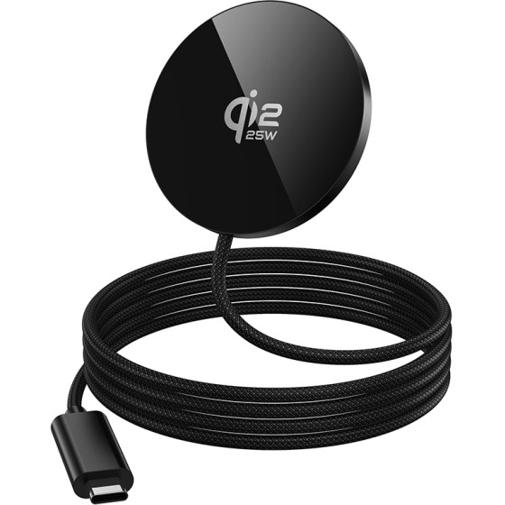 Hoco ��������� ��������� 25W Qi2.2 Ultra-Thin Aluminum Alloy ��� ������ ��� ��������� �� Braided ������� 1.2m ������ - (CW63 Pro)