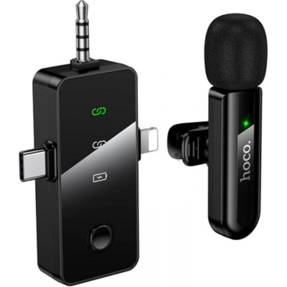 Hoco ��������� ����� �������� Lavalier USB-C Aux Lightning 2.4GHz �������� 15m Digital Noise Cancellation Enc ��� ��� 7 ���� ����������� - (L20B Fair)